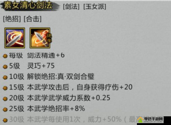 我的侠客素女清心剑法是怎么样 属性和打法介绍